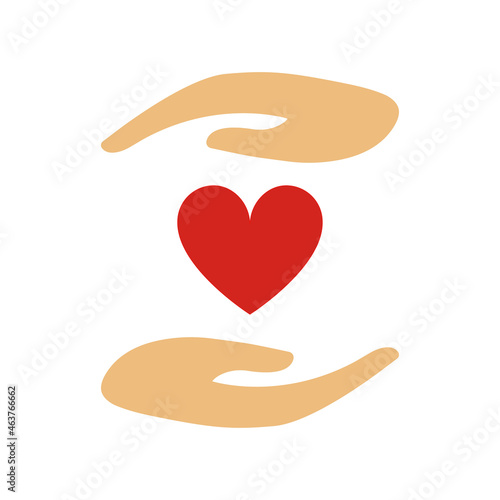 Hands with a heart. Care concept.