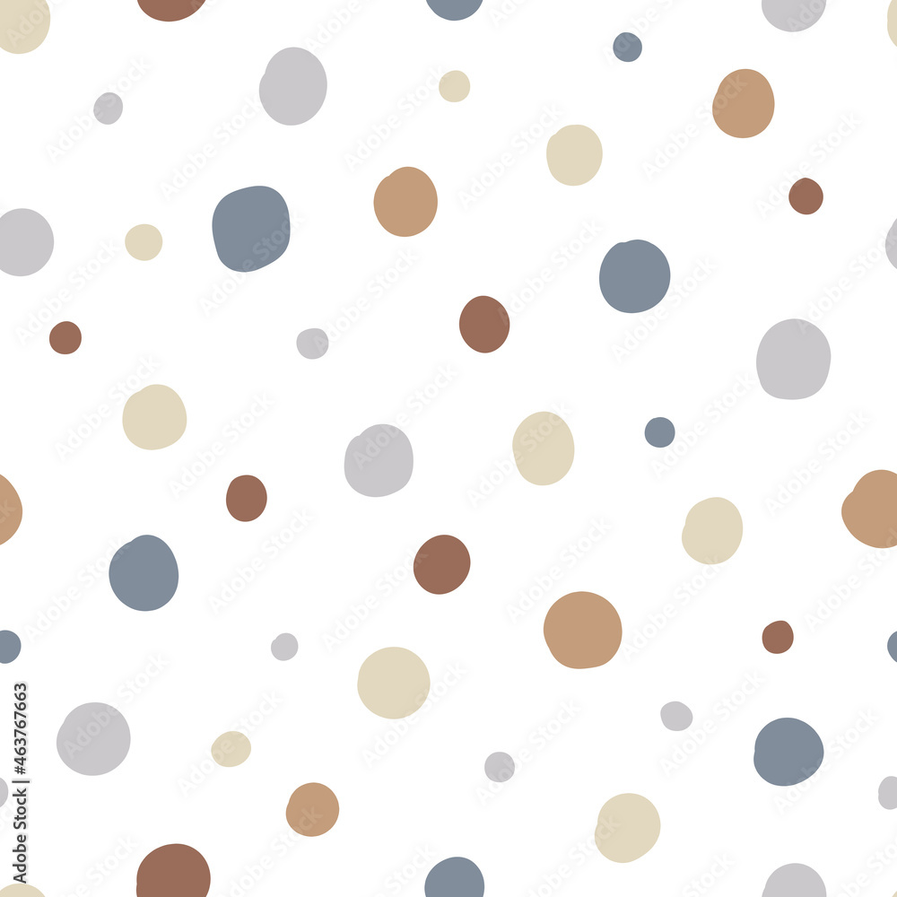 Geometric seamless pattern. Polka dot background. Brown and grey dots on white background. Trendy texture for print, textile. fabric Geometric seamless pattern. Polka dot background. Brown and grey dots on white background. Trendy texture for print, textile. fabric