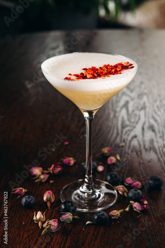 Boozy PIsco Sour Cocktail in martini glass