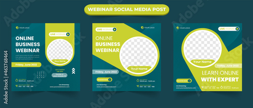 Set of layout for online live webinar conference training seminar course,and learning video social media post banner flyer poster template design