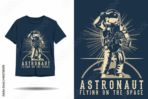 Astronaut flying on the space silhouette t shirt design