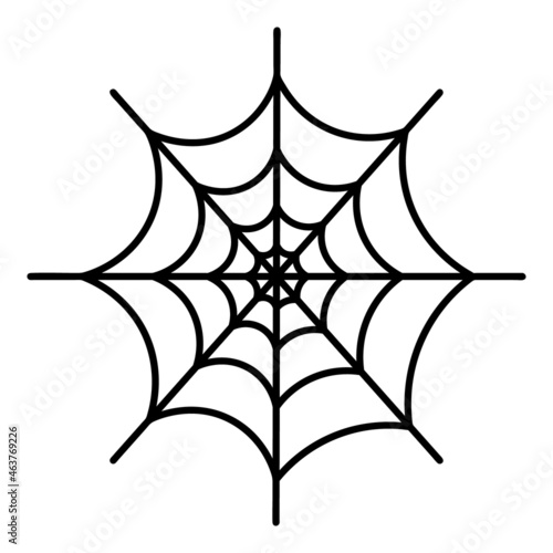 Spiderweb. Silhouette. Vector illustration. A sticky victim trap. Intricate network. Hunter's ambush. Thin thread. Halloween symbol. White isolated background. All Saints' Day. Idea for web design.