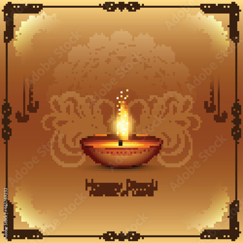 Happy Diwali festival celebration religious background with diya