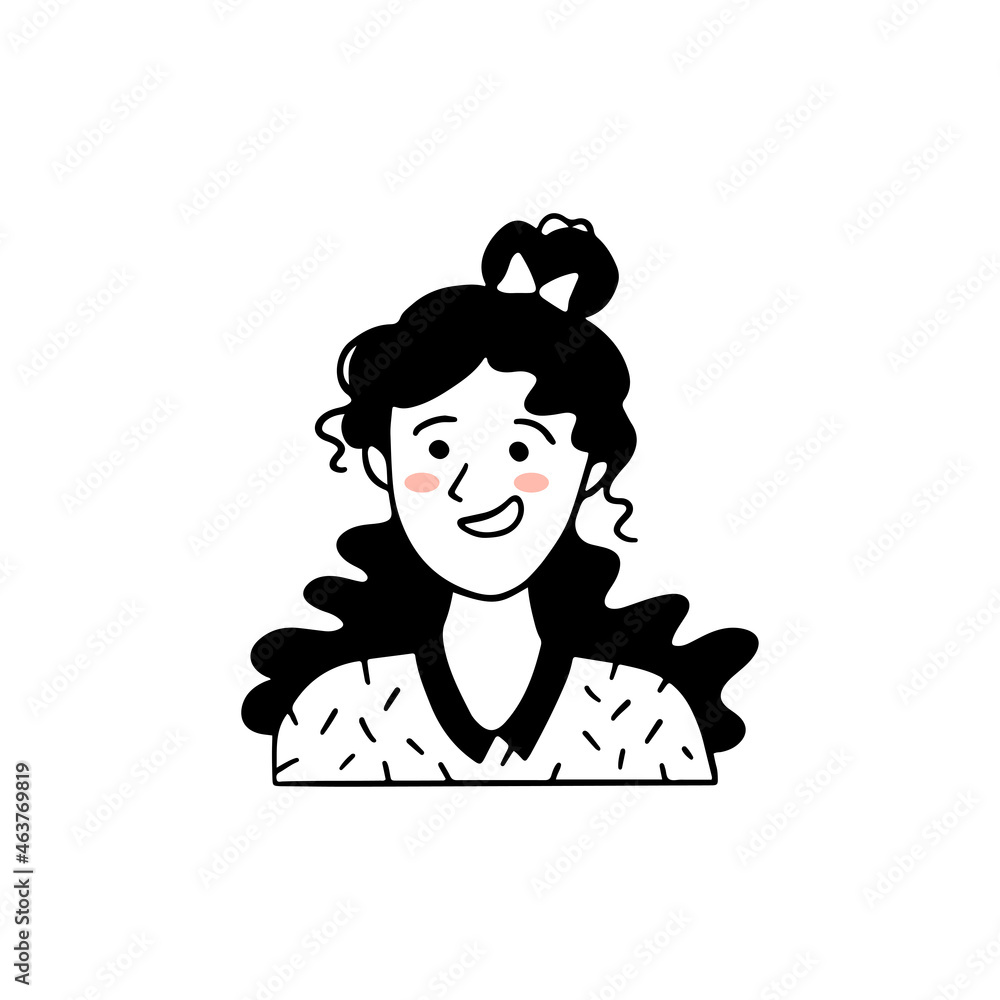 Cute young women portrait, girl icon, flat design. Cute young women portrait, girl icon, flat design.