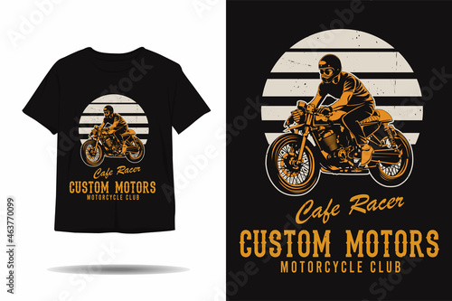 Cafe racer custom motors motorcycle club silhouette t shirt design
