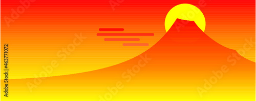 富士山と太陽のイラスト