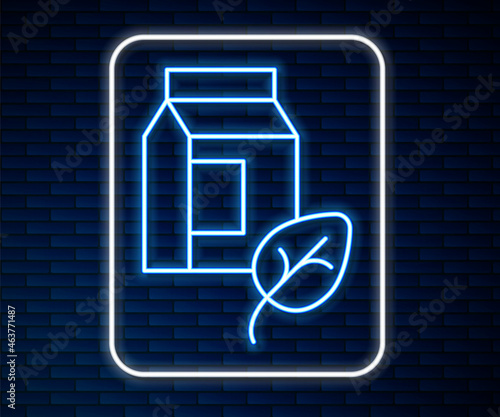 Glowing neon line Vegan milk icon isolated Glowing neon line background. Vegetarian product. Vector