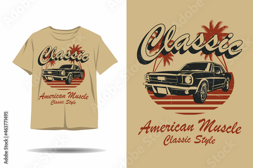 Classic american muscle classic style silhouette t shirt design