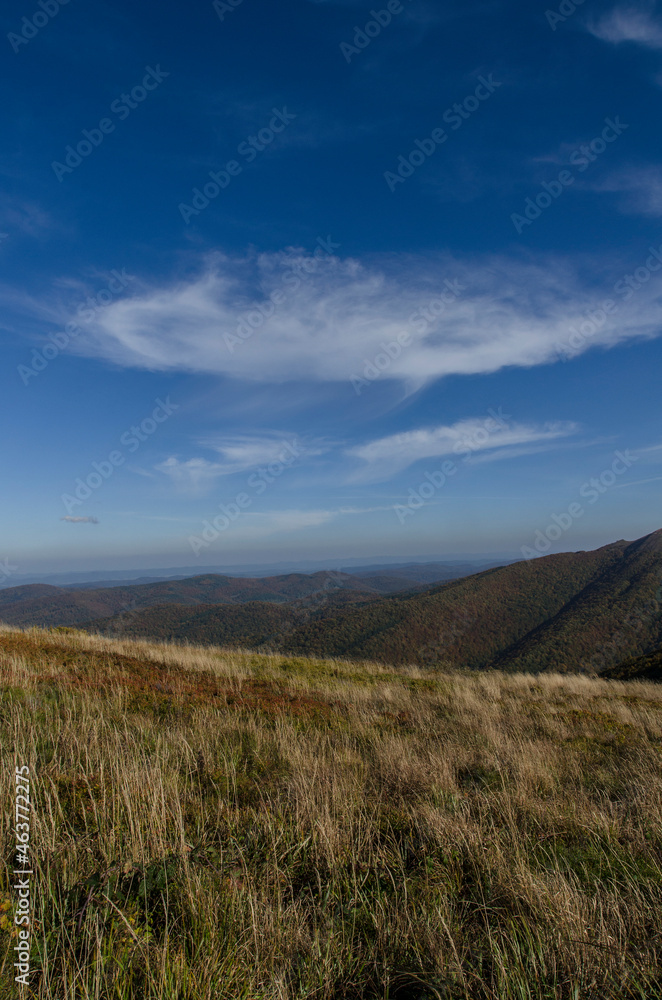 Panorama z Połoniny Wetlińskiej Bieszczady 