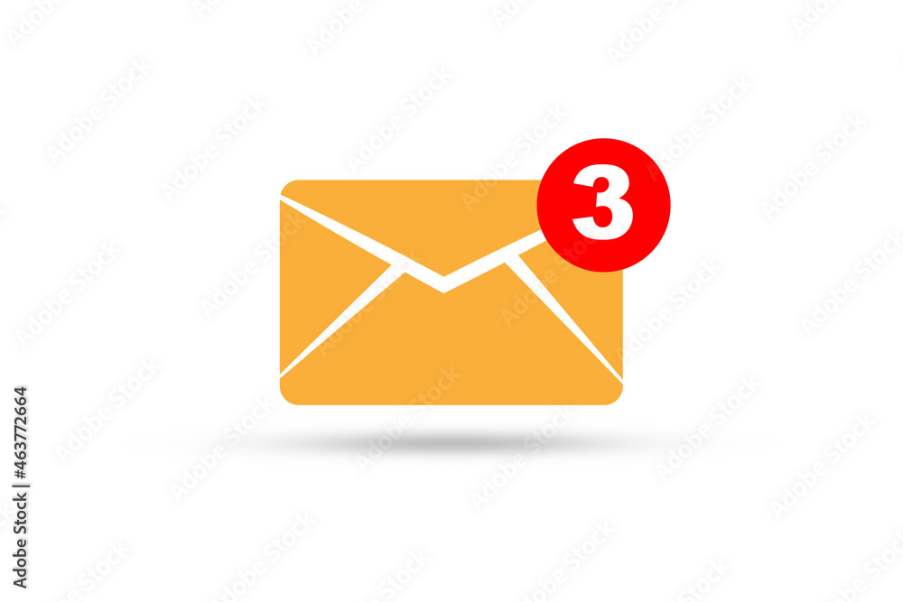 Isolated of yellow newsletters and notification for business e-mail on white background for business communication concept. Isolated of yellow newsletters and notification for business e-mail on white background for business communication concept.