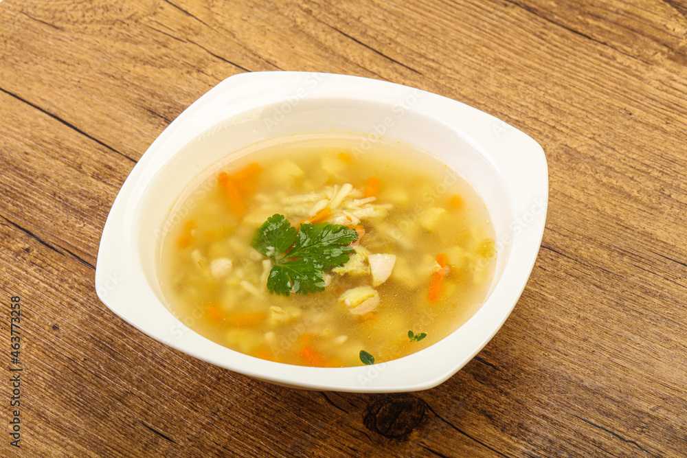 Tasty chicken soup with carrot Tasty chicken soup with carrot