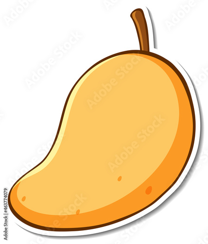 Sticker design with yellow mango isolated