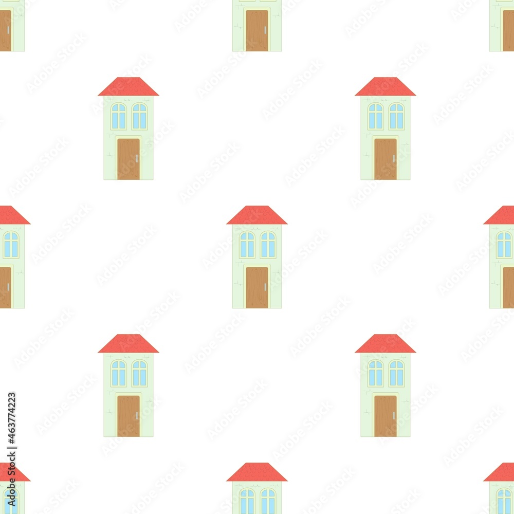 White house with a red roof pattern seamless background texture repeat wallpaper geometric vector