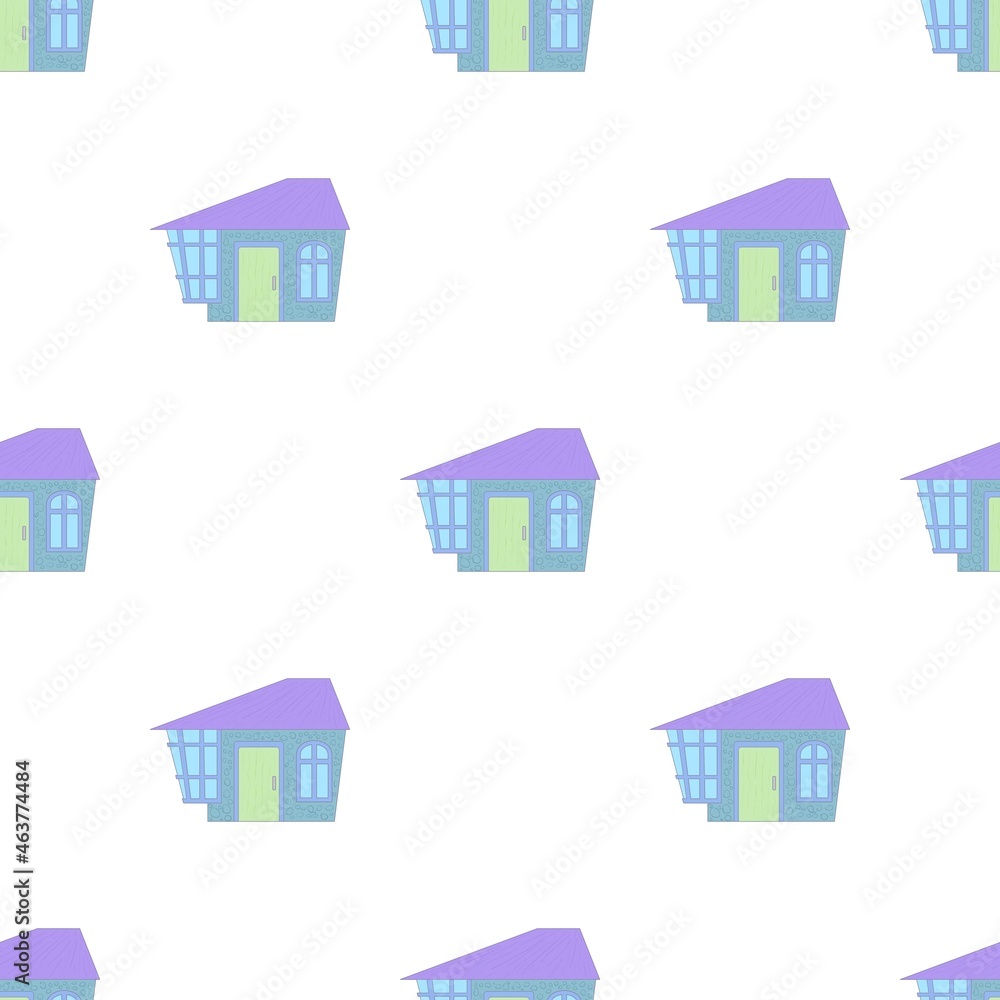 Blue cottage pattern seamless background texture repeat wallpaper geometric vector