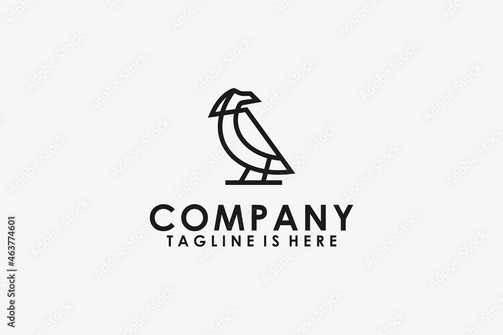 Fototapeta premium Raven Logo Design Icon Template