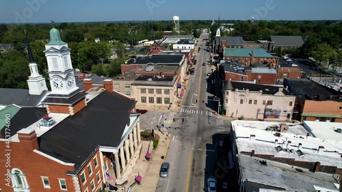 aerial over the woodford county courthouse in versailles kentucky, bluegrass, bourbon photo