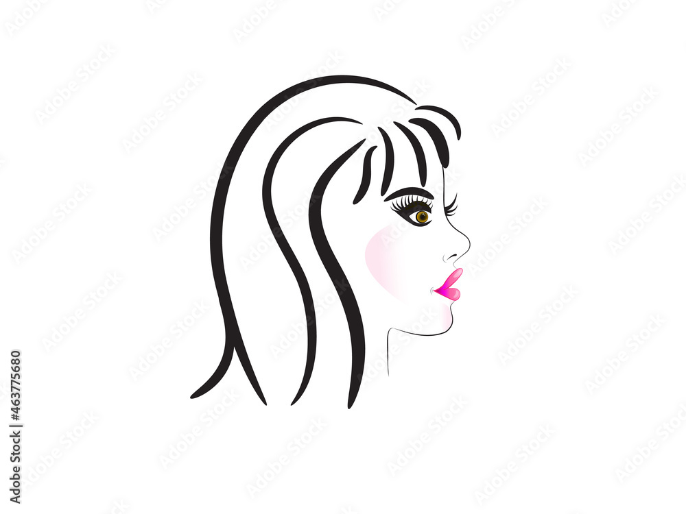 Face of pretty woman silhouette logo vector image design salon cosmetics spa massage concepts business id card sketch icon template Face of pretty woman silhouette logo vector image design salon cosmetics spa massage concepts business id card sketch icon template