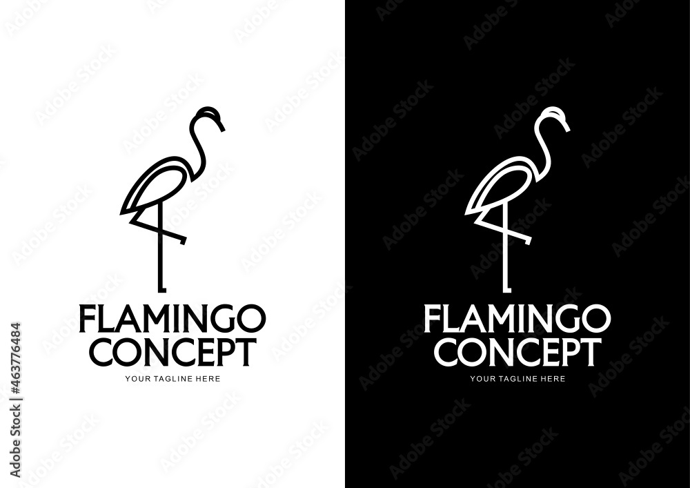 Flamingo Concept Logo With Minimalist Line art Style for Your Brand and Your Company Flamingo Concept Logo With Minimalist Line art Style for Your Brand and Your Company