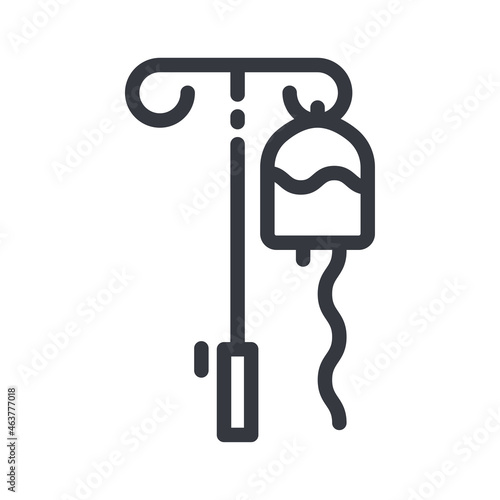 Black linear medical icon of drop counter isolated on transparent background