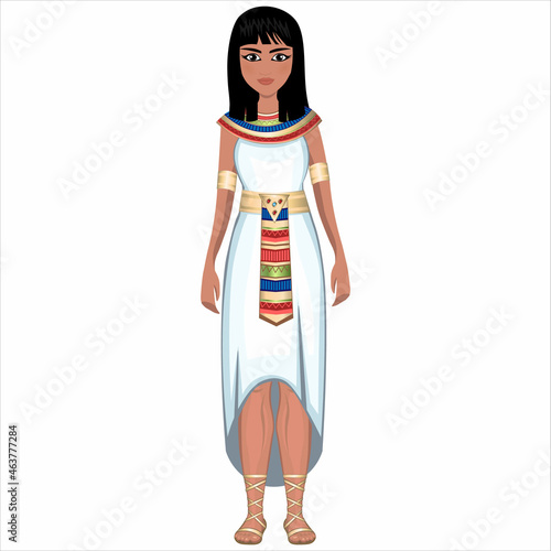 Woman in folk national egyptian costume. Vector illustration photo