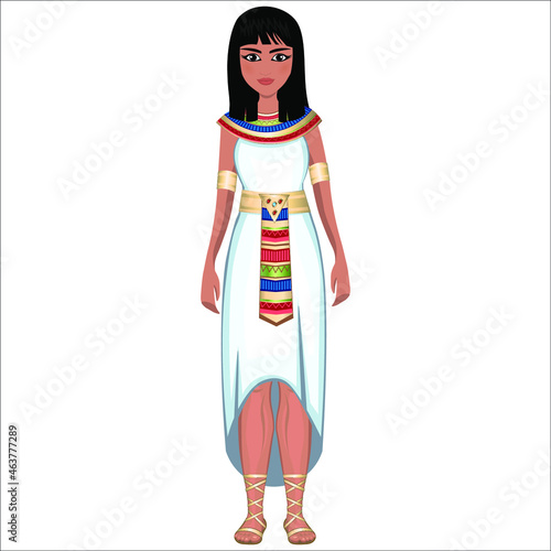Woman in folk national egyptian costume. Vector illustration