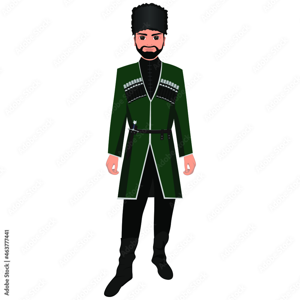 Men's folk national Georgian costume. Vector illustration Men's folk national Georgian costume. Vector illustration