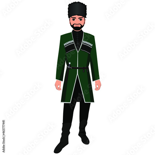 Men's folk national Georgian costume. Vector illustration