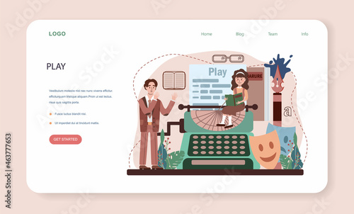 Literature school subject web banner or landing page. Study ancient