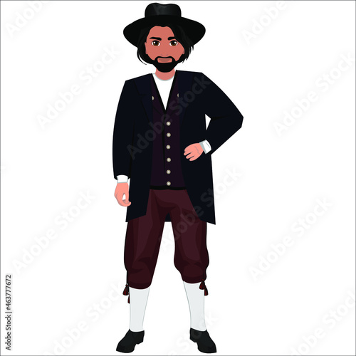 Men's folk national Italian costume. Vector illustration