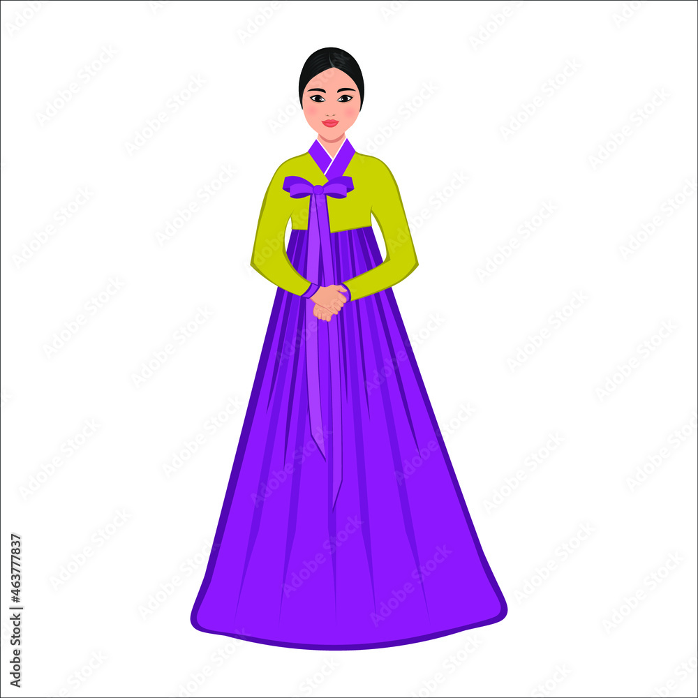 Woman in folk national Korean costume. Vector illustration Woman in folk national Korean costume. Vector illustration
