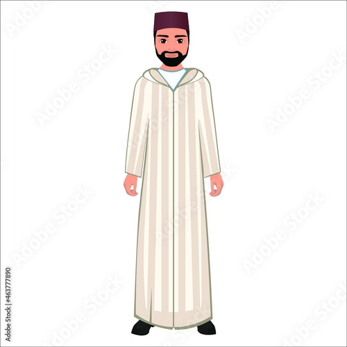 Men's folk national Moroccan costume. Vector illustration