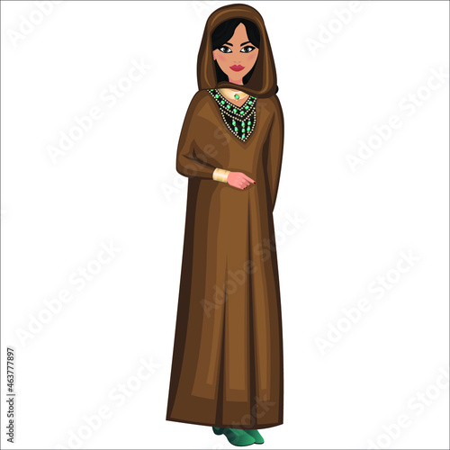 Woman in folk national Moroccan costume. Vector illustration photo