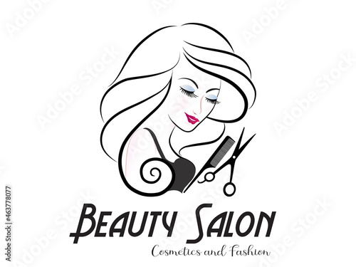 Face of pretty woman silhouette logo vector image design salon cosmetics spa massage concepts business id card sketch icon template