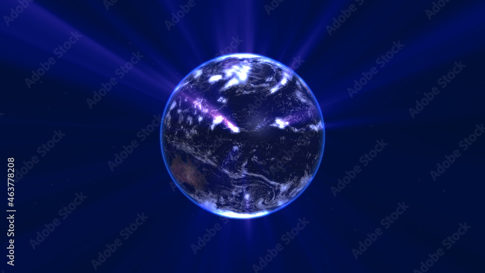 earth globe with glowing details and light rays. 3d illustration. earth globe with glowing details and light rays. 3d illustration.