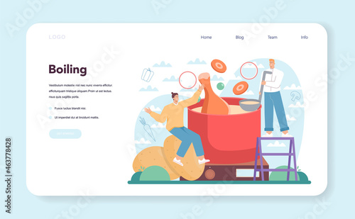 Chicken soup web banner or landing page. Tasty meal and ready dish