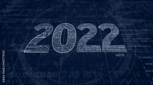 2022 year new futuristic digital sketch illustration