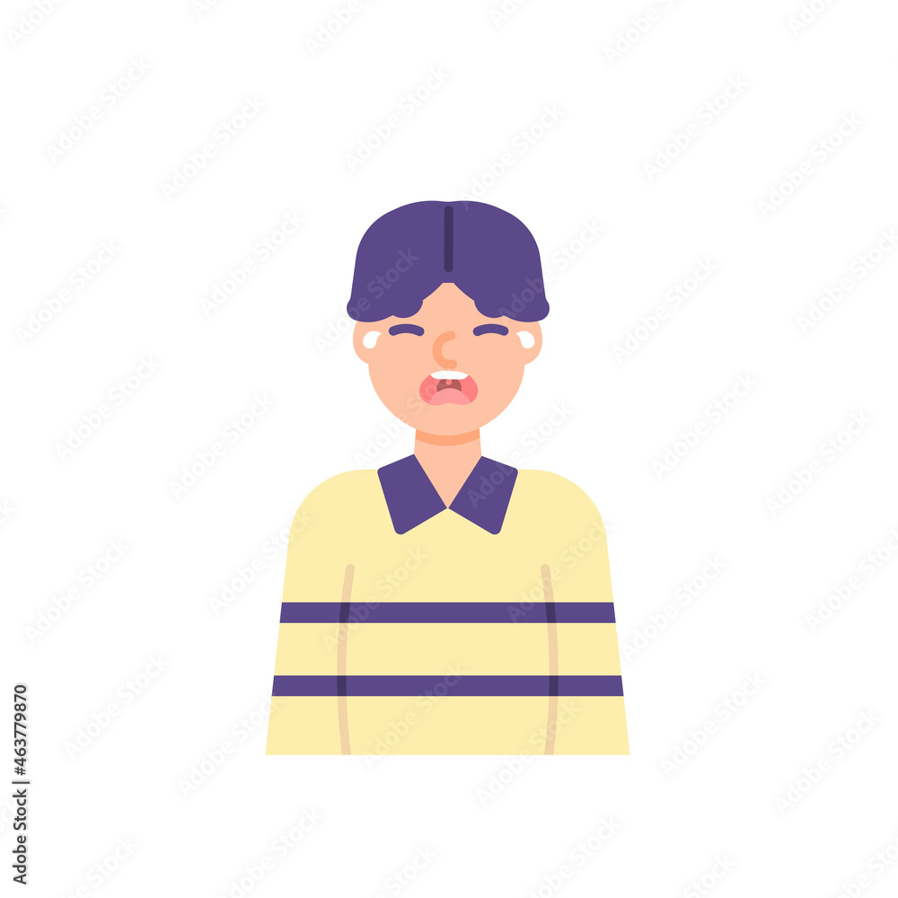 illustration of the expression of a man who cries because he is sad. shed tears. facial expression. flat cartoon style. vector design illustration of the expression of a man who cries because he is sad. shed tears. facial expression. flat cartoon style. vector design