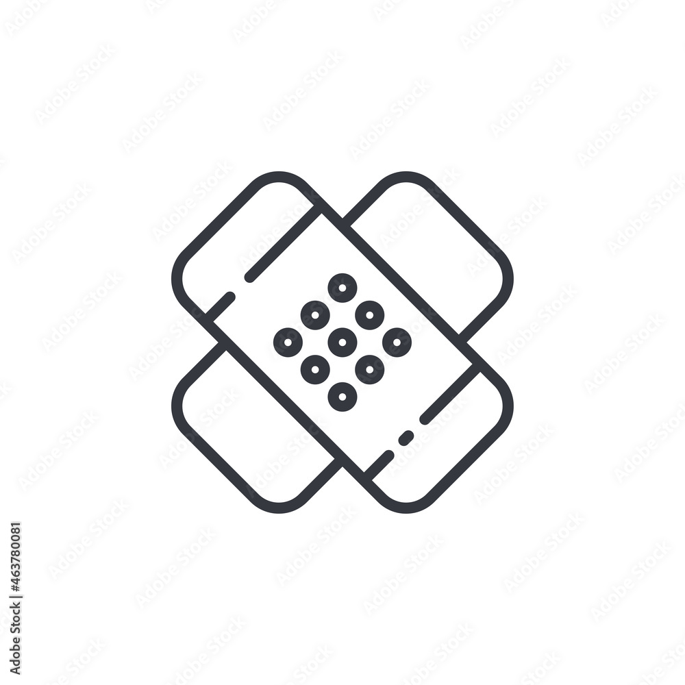 Black linear medical icon of adhesive plaster isolated on transparent background Black linear medical icon of adhesive plaster isolated on transparent background