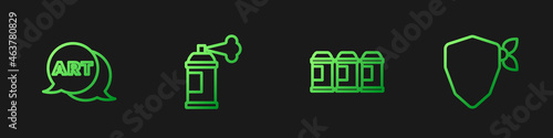 Set line Paint spray can, Speech bubble with text art, and Vandal. Gradient color icons. Vector