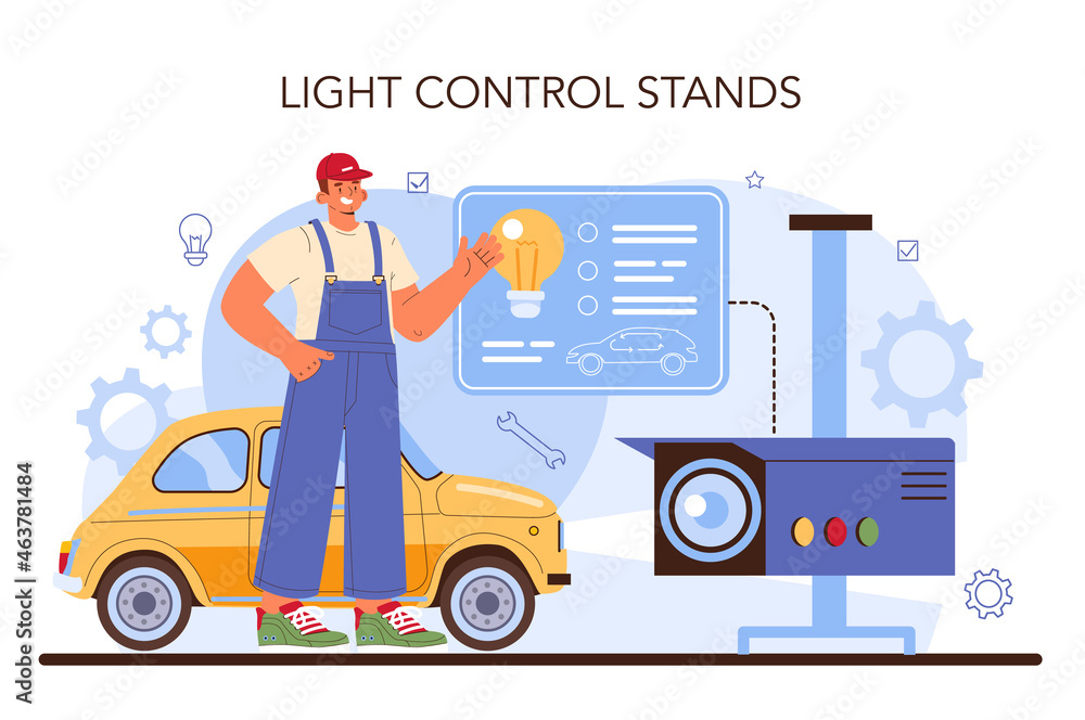 Car repair service. Light control, automobile service diagnostic equipment Car repair service. Light control, automobile service diagnostic equipment