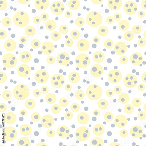 Fototapeta Naklejka Na Ścianę i Meble -  Seamless abstract geometry pattern. Simple background on grey, yellow, white colors. Illustration. Abstract polka dots. Designed for textile fabrics, wrapping paper, background, wallpaper, cover.