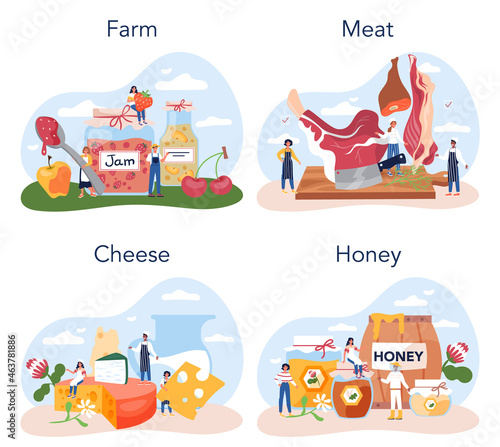 Farm product set. Farming food production. Village groceries. Agriculture