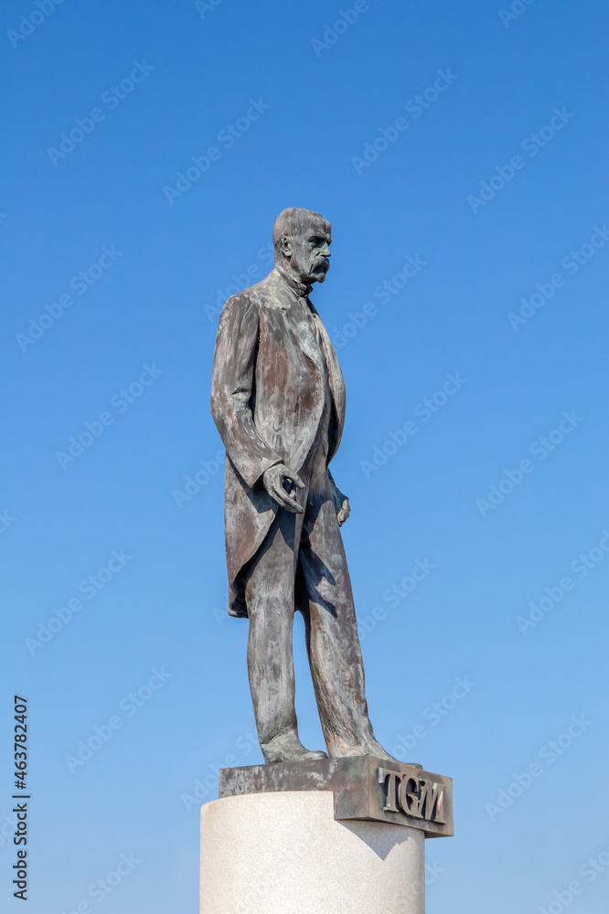 Statue of Tomas Garrigue Masaryk on Hradcany square near Prague Castle in Prague, Czech Republic