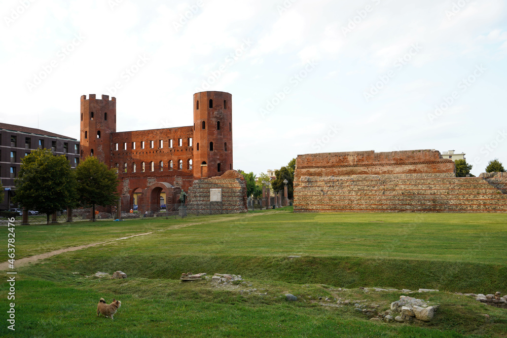 Palatine gate and ruin walls in the Archaeological Park of Turin, Italy Palatine gate and ruin walls in the Archaeological Park of Turin, Italy
