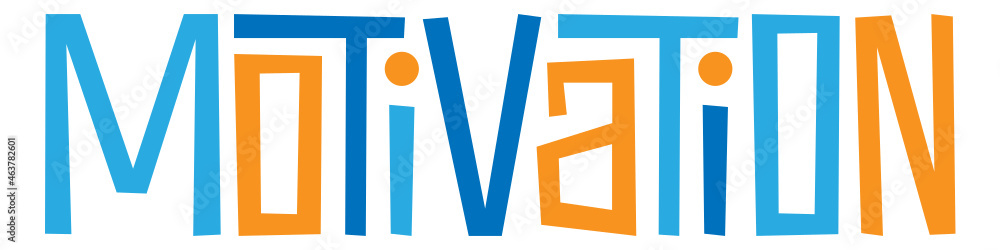 MOTIVATION blue and orange vector hand lettering banner MOTIVATION blue and orange vector hand lettering banner