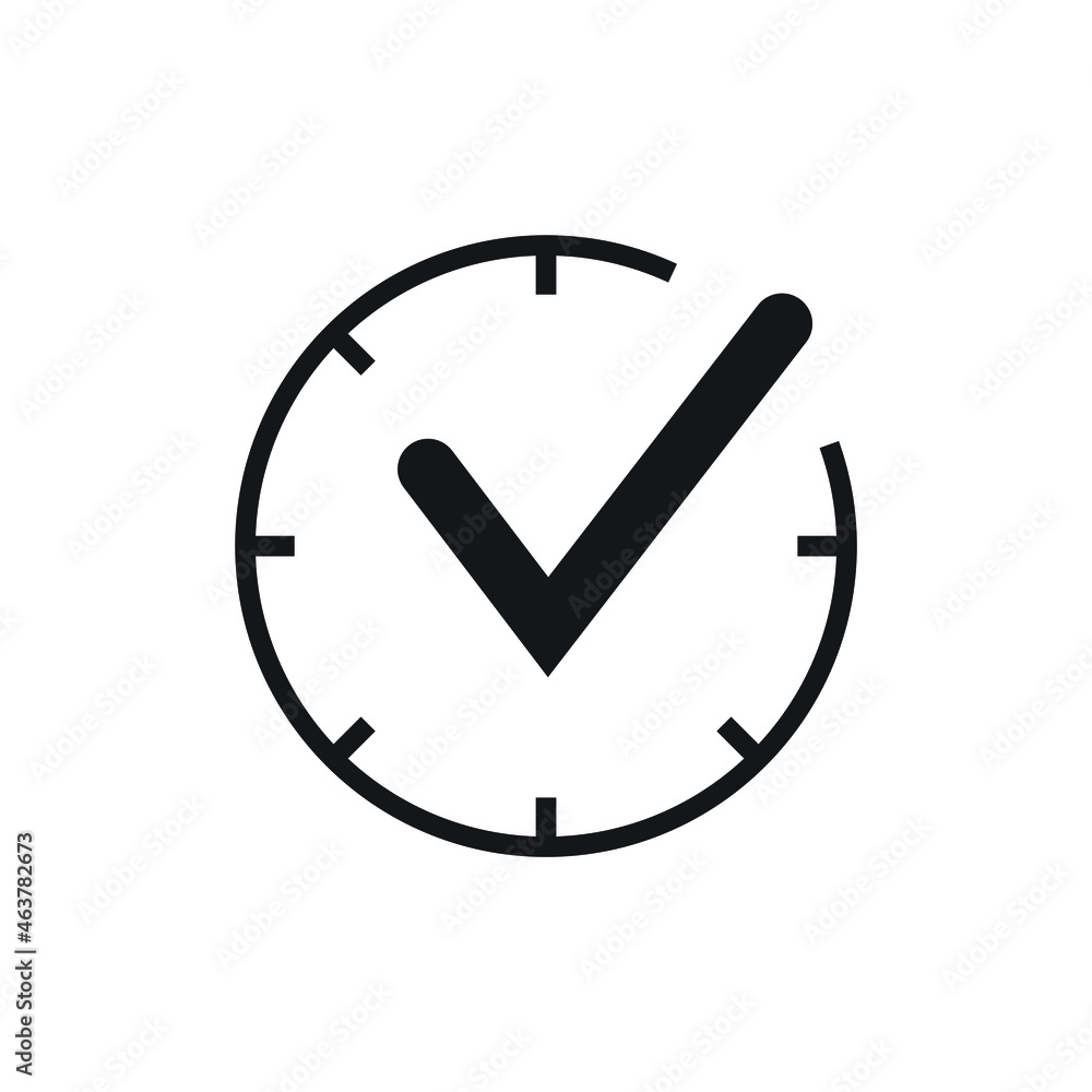 Check mark on clock icon design vector illustration Check mark on clock icon design vector illustration