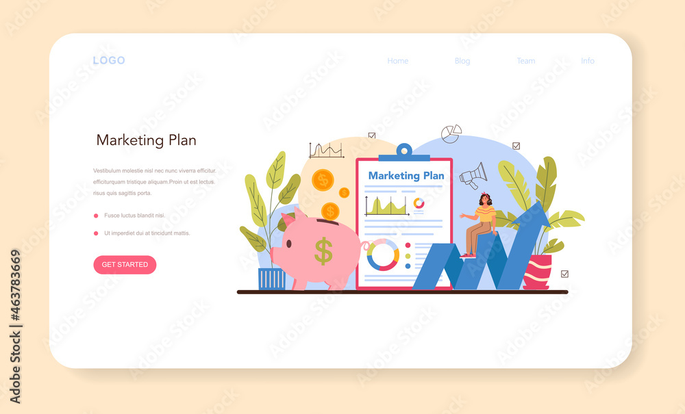 Marketer web banner or landing page. Marketing strategy and communucation Marketer web banner or landing page. Marketing strategy and communucation