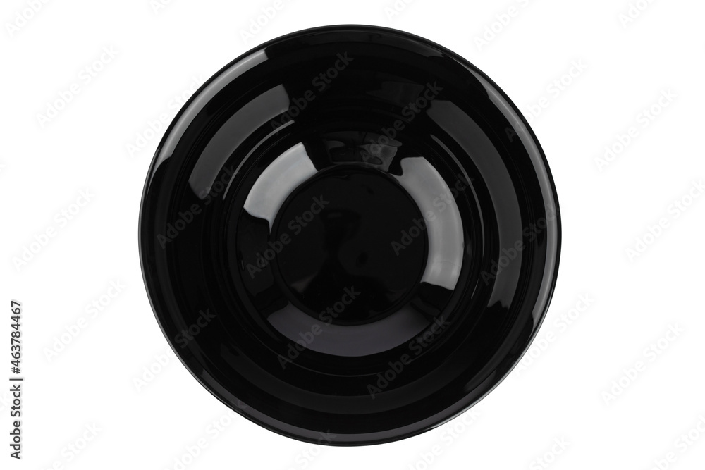 black round porcelain plate, isolate on a white background black round porcelain plate, isolate on a white background