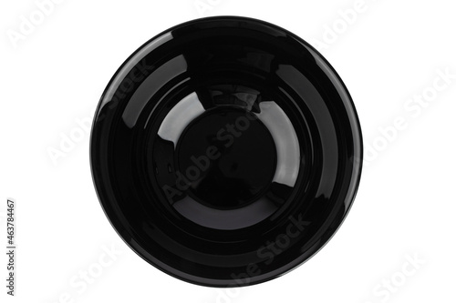 black round porcelain plate, isolate on a white background