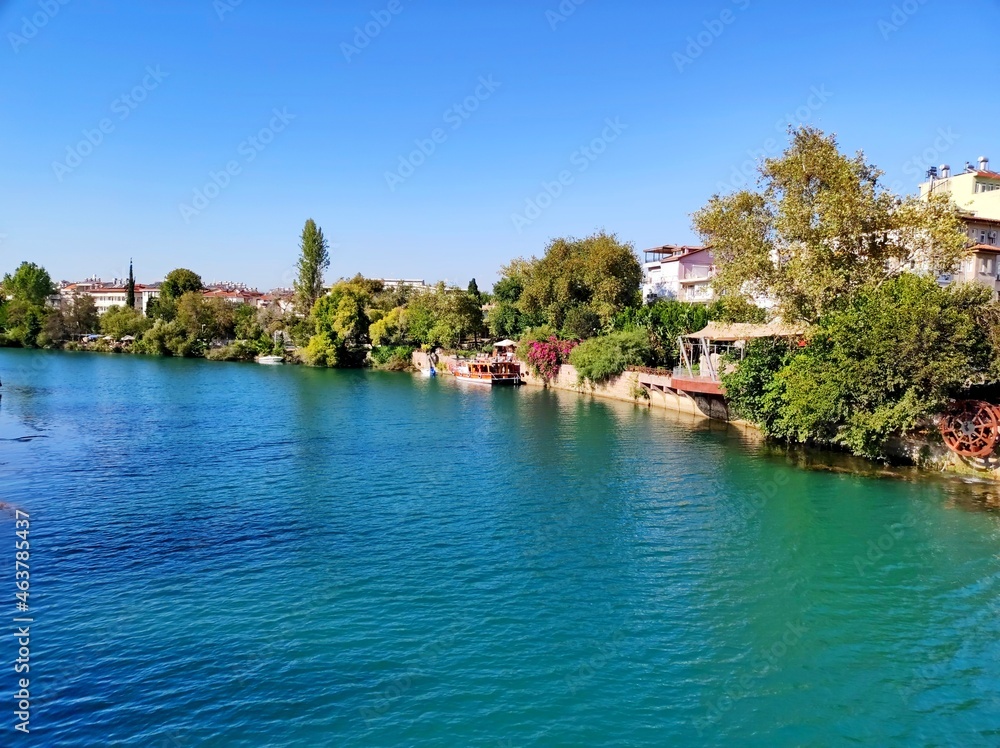 City of Manavgat. The Manavgat River. Melas. Turkey. River view in the city center